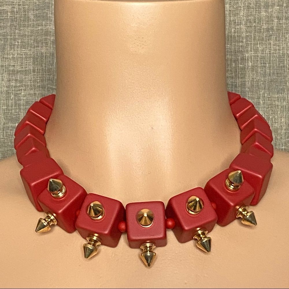 Diana Broussard IGGY Spiked Cube Abstract Necklace